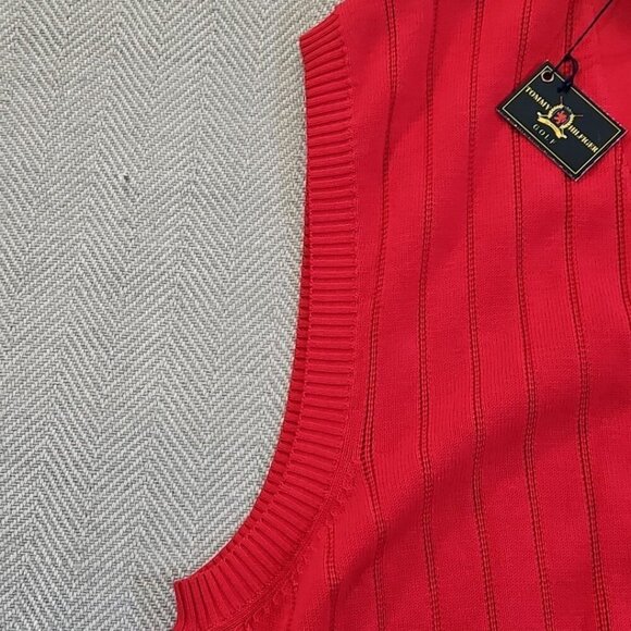 Tommy Hilfiger Sweater Men's XXLarge Red Button Up Sleeveless Vest NWT - Picture 8 of 14